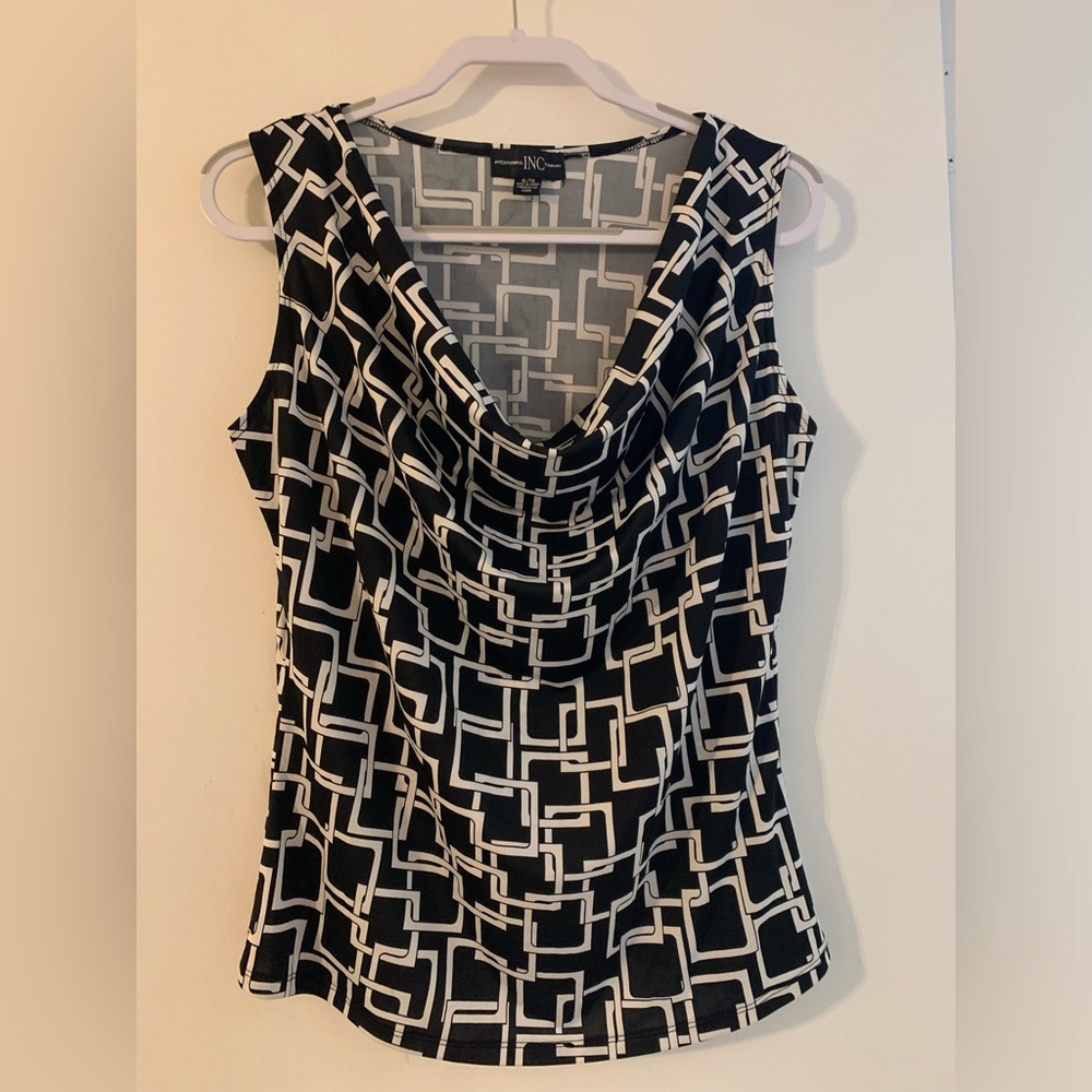Sleeveless cowl-neck blouse